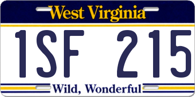 WV license plate 1SF215