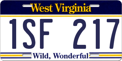 WV license plate 1SF217