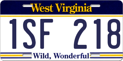 WV license plate 1SF218