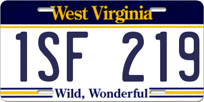 WV license plate 1SF219