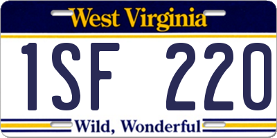WV license plate 1SF220