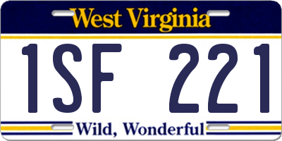 WV license plate 1SF221