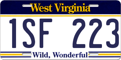 WV license plate 1SF223