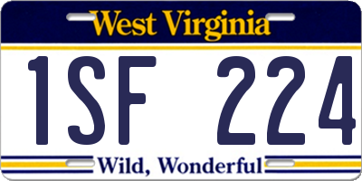 WV license plate 1SF224