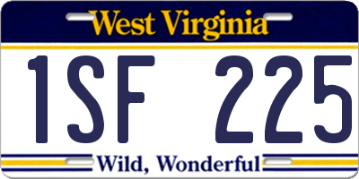 WV license plate 1SF225