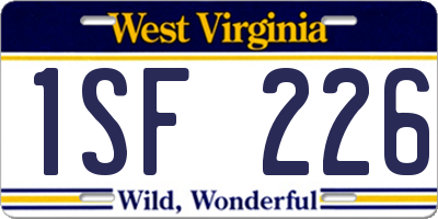 WV license plate 1SF226