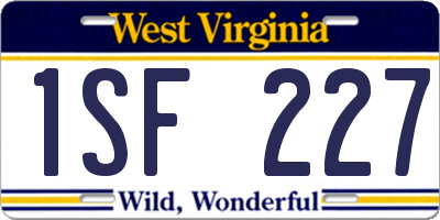 WV license plate 1SF227