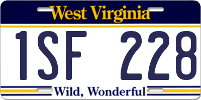 WV license plate 1SF228