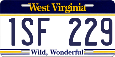 WV license plate 1SF229
