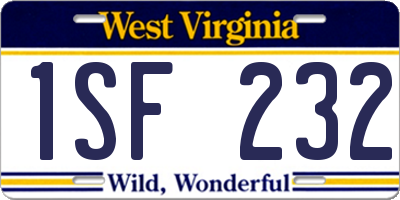 WV license plate 1SF232