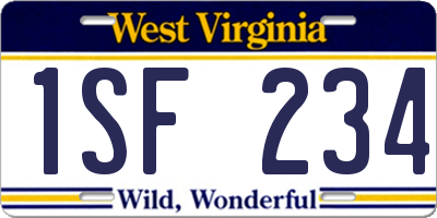WV license plate 1SF234