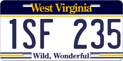 WV license plate 1SF235