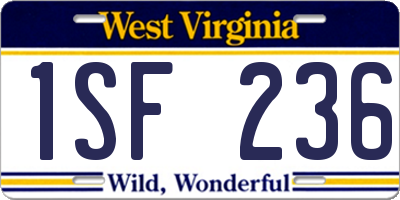 WV license plate 1SF236