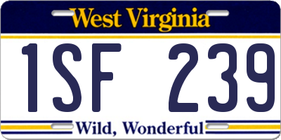 WV license plate 1SF239