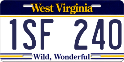 WV license plate 1SF240