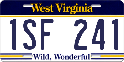 WV license plate 1SF241