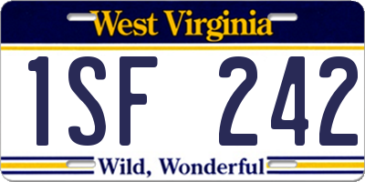 WV license plate 1SF242