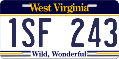WV license plate 1SF243