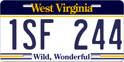 WV license plate 1SF244