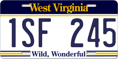 WV license plate 1SF245