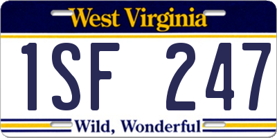 WV license plate 1SF247
