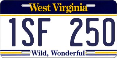 WV license plate 1SF250