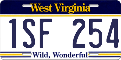 WV license plate 1SF254