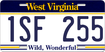 WV license plate 1SF255