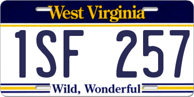 WV license plate 1SF257