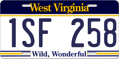 WV license plate 1SF258