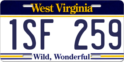 WV license plate 1SF259