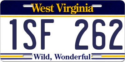 WV license plate 1SF262