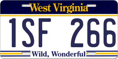 WV license plate 1SF266