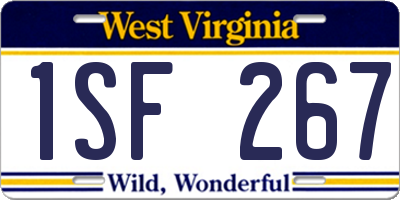 WV license plate 1SF267