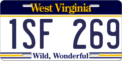 WV license plate 1SF269