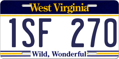 WV license plate 1SF270