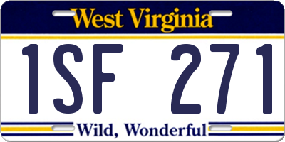 WV license plate 1SF271