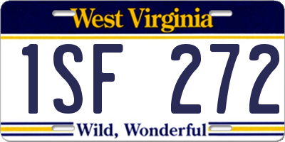 WV license plate 1SF272