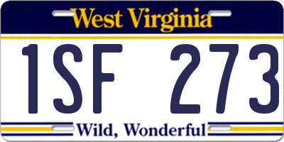 WV license plate 1SF273