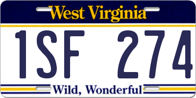 WV license plate 1SF274