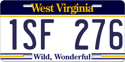 WV license plate 1SF276
