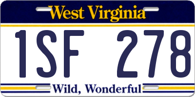 WV license plate 1SF278