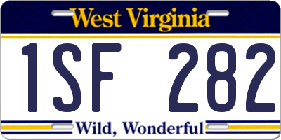 WV license plate 1SF282