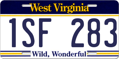 WV license plate 1SF283