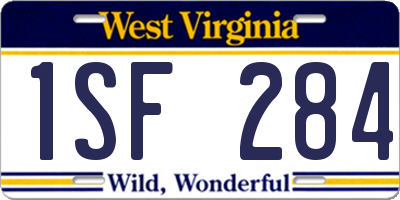 WV license plate 1SF284