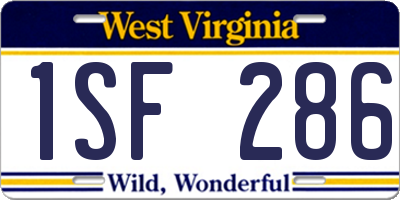 WV license plate 1SF286