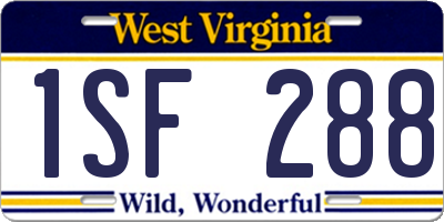 WV license plate 1SF288