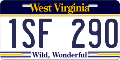 WV license plate 1SF290