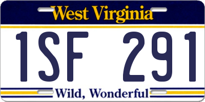 WV license plate 1SF291