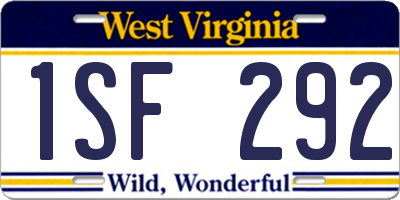 WV license plate 1SF292